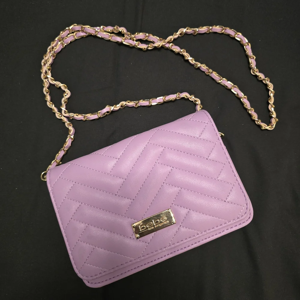 Bebe Purple Quilted Crossbody Bag - Picture 1 of 5